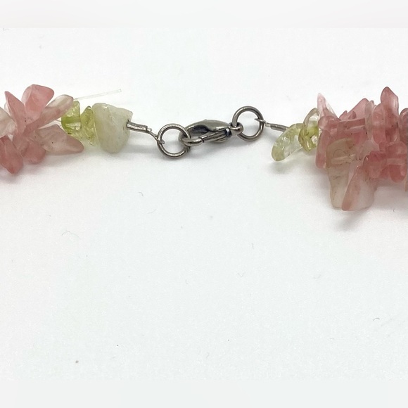 Pink/Green Chunky Long Beaded Necklace Vintage Boho Coastal Classic Preppy - Picture 4 of 6